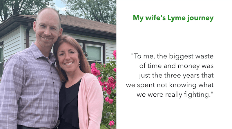 Dr. Kyle Warren with wife discussing their Lyme disease experience - three years of misdiagnosis before finding answers, now helping others avoid same struggle