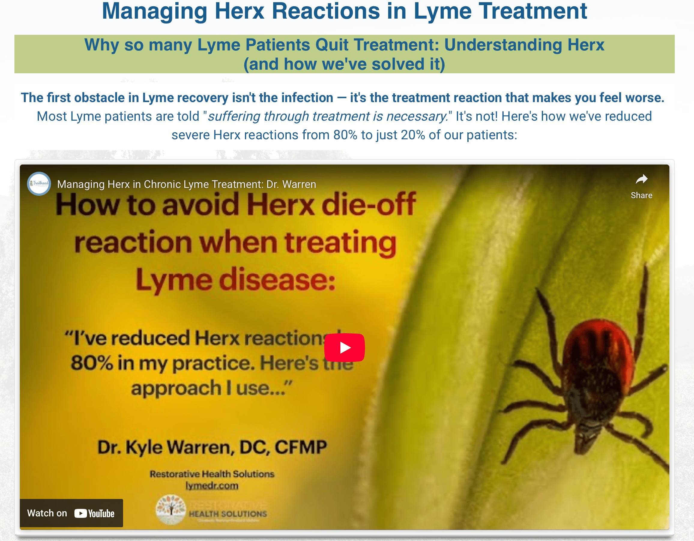 Stop Herx Reactions - 80% Success Managing Lyme Die-Off Stop Herx Reactions - 80% Success Managing Lyme Die-Off